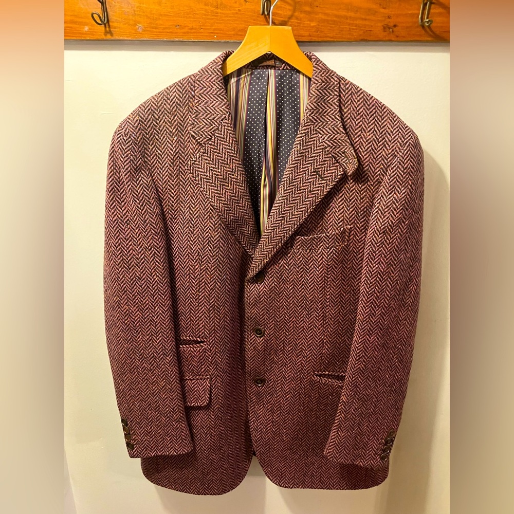 Vintage Purple Houndstooth Etro Suit Jacket 44 Large